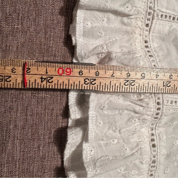 Linen Cottage Core Whimsy Fairy Peasant Button-up Bell Sleeve Ruffled Blouse - Picture 15 of 15